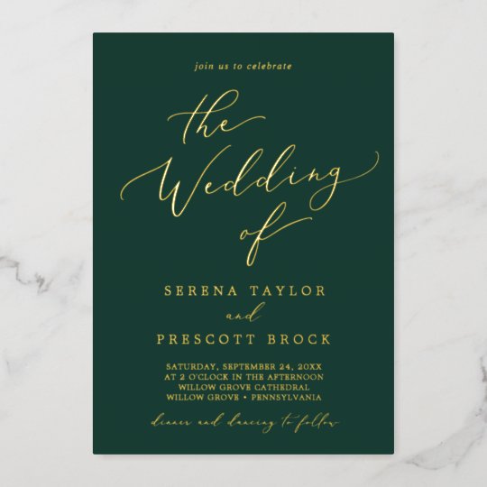 Delicate Gold Foil | Emerald Green The Wedding Of Foil Invitation ...