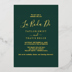 Delicate Gold Foil Emerald La Boda De Wedding Foil Invitation