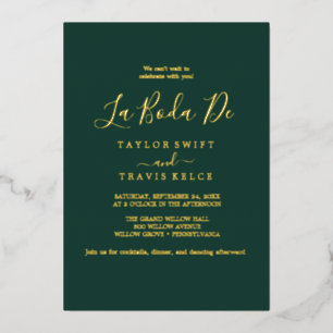 Delicate Gold Foil   Emerald La Boda De Wedding Invitation