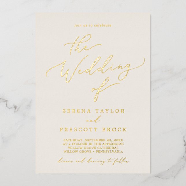 Delicate Gold Foil | Ivory The Wedding Of Foil Invitation (Front)