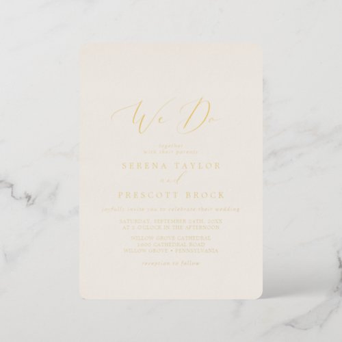 Delicate Gold Foil  Ivory We Do Wedding Foil Invitation