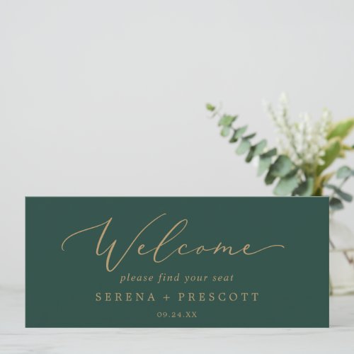 Delicate Gold Green Hanging Seating Chart Header