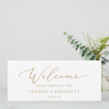 Delicate Gold Hanging Seating Chart Welcome Header