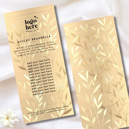 Delicate Gold Leaves Brushed Metal Service Catalog Rack Card