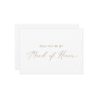 Delicate Gold Maid of Honor Proposal Card