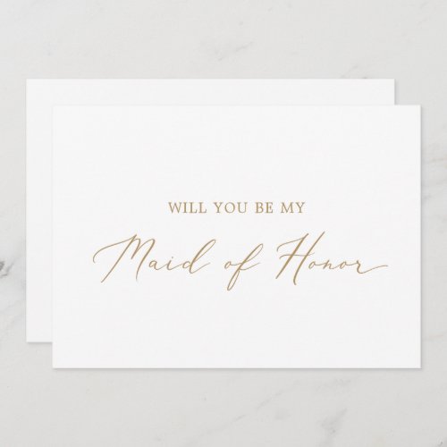 Delicate Gold Maid of Honor Proposal Card