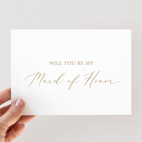 Delicate Gold Maid of Honor Proposal Card