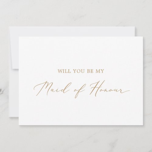 Delicate Gold Maid of Honour Proposal Card