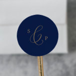 Delicate Gold Navy Monogram Wedding Envelope Seals<br><div class="desc">These delicate gold and navy monogram wedding envelope seals are perfect for a modern wedding. The romantic minimalist design features lovely and elegant champagne golden yellow typography on a navy blue background with a clean and simple look. Personalize these stickers with the initials of the bride and groom.</div>