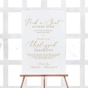 Delicate Gold Pick a Seat Unplugged Ceremony Foam Board