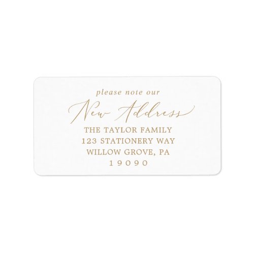Delicate Gold Please Note Our New Address Label