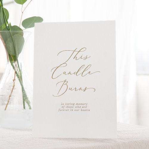 Delicate Gold This Candle Burns Wedding Memorial Pedestal Sign