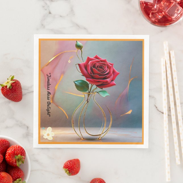 "Delicate Gold Touch" Paper Dinner Napkins (Insitu)