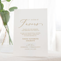 Delicate Gold Wedding In Lieu Of Favors Pedestal Sign