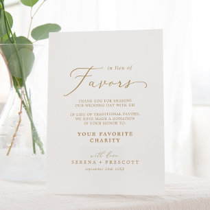 Delicate Gold Wedding In Lieu Of Favors Pedestal Sign