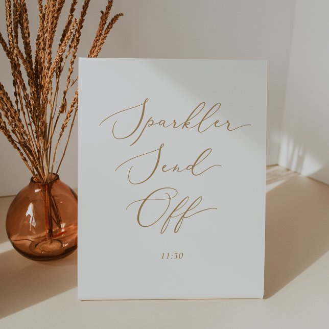 Delicate Gold Wedding Sparkler Send Off Pedestal Sign (Creator Uploaded)