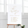Delicate Gold Wedding Welcome Order of Events Foam Board