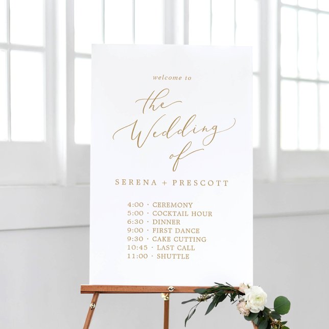 Delicate Gold Wedding Welcome Order of Events Foam Board (Creator Uploaded)