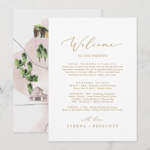 Delicate Gold Welcome Letter Itinerary & Map
