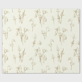 Delicate Golden Beige Snowdrops Wildflowers Wrapping Paper