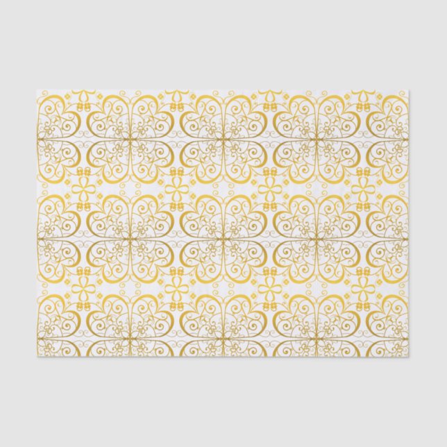 Delicate Golden Clover Pattern Tissue Paper (Front)