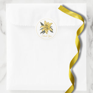 Delicate Golden Lily Thank You Classic Round Sticker
