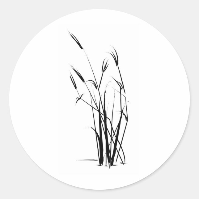 Delicate Grass Accent Classic Round Sticker (Front)