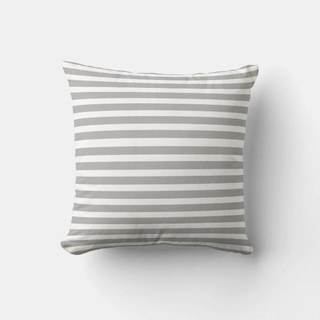 Delicate Gray and White Stripes Throw Pillow (Front)