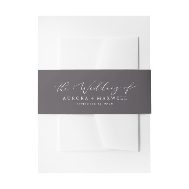 Delicate Gray Wedding Invitation Belly Band (Front Example)
