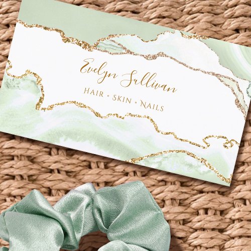 delicate green agate business card