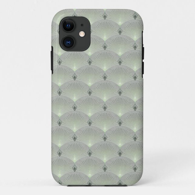 Delicate green and grey, art deco.  Case-Mate iPhone case (Back)