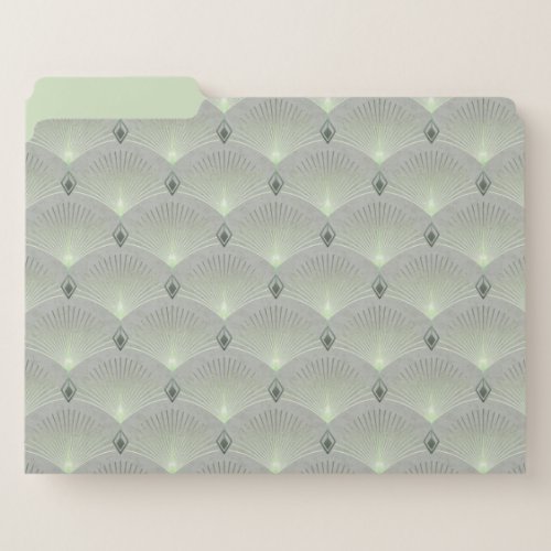 Delicate green and grey art deco file folder