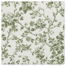 Delicate Green Floral Toile