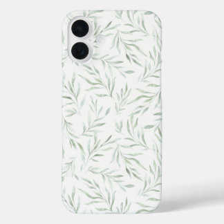 Delicate green foliage gray green iPhone 16 plus case