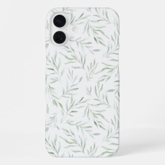 Delicate green foliage gray green iPhone 16 plus case