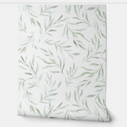 Delicate green foliage gray green wallpaper