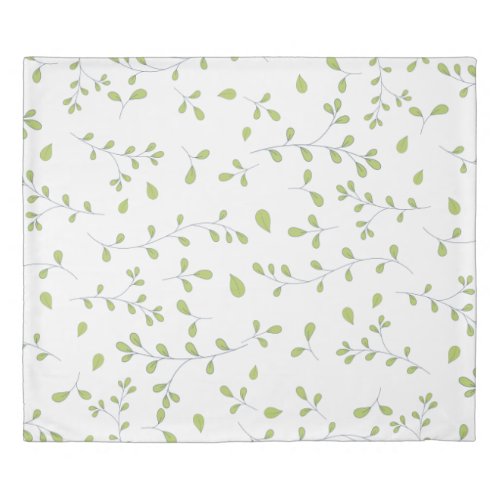 Delicate Green Leaf Vine Seamless Pattern Duvet Cover