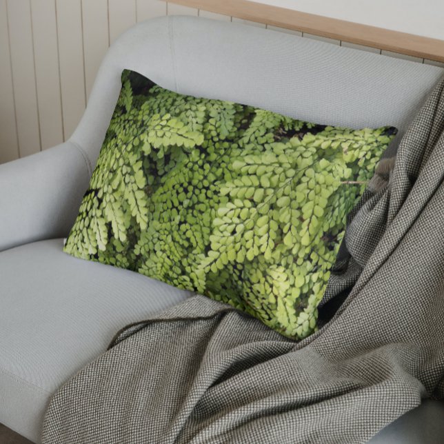 Delicate Green Maidenhair Fern Floral Pillow Case (In Situ)