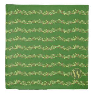 Delicate Green Vines Monogram Duvet Cover