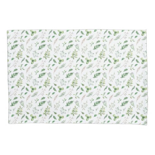 Delicate Green Wild Herbal Pillowcase