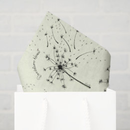 Delicate Green Wildflower Dandelion Kisses Floral Tissue Paper