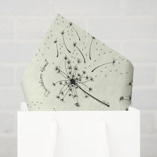 Delicate Green Wildflower Dandelion Kisses Floral Tissue Paper (Gift Bag)