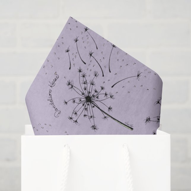 Delicate Green Wildflower Dandelion Kisses Floral Tissue Paper (Gift Bag)