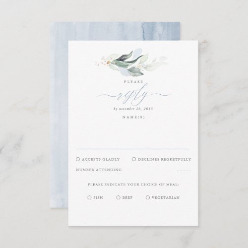 Delicate Greenery and Dusty Blue Wedding RSVP