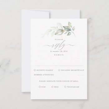 Delicate Greenery And Gold Wedding Rsvp by lovelywow at Zazzle