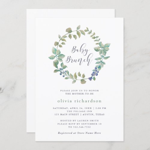 Delicate Greenery  Baby Brunch Invitation