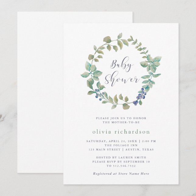 Delicate Greenery | Baby Shower Invitation (Front/Back)