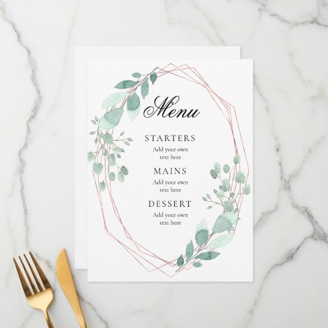 delicate greenery frame wedding Menu (Front/Back In Situ)