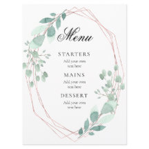 delicate greenery frame wedding Menu