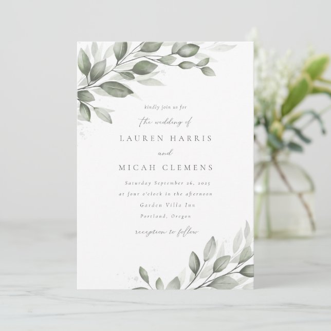 Delicate Greenery Invitation (Standing Front)